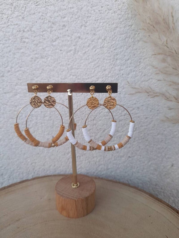 Créoles camel & blanc