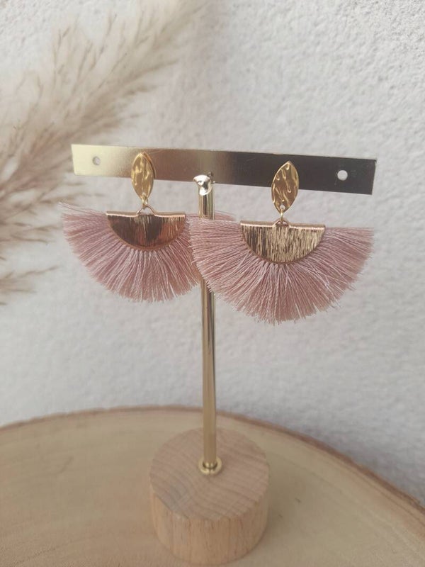 Boucles pompons beige foncé
