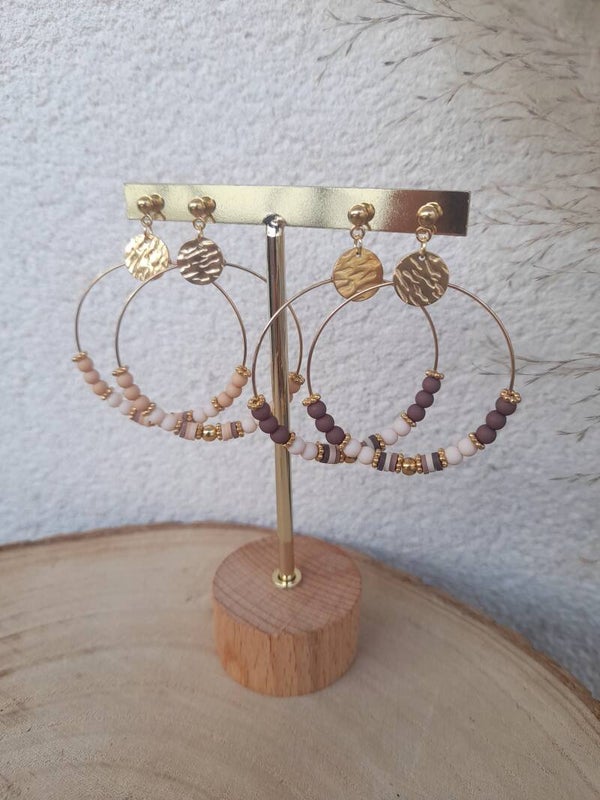 Créoles beige marroné