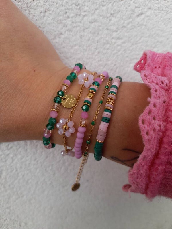 Bracelets colorés vert & rose 💕