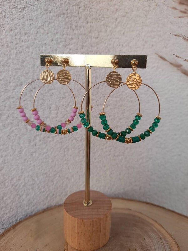 Créoles colorées vert & lilas 💕