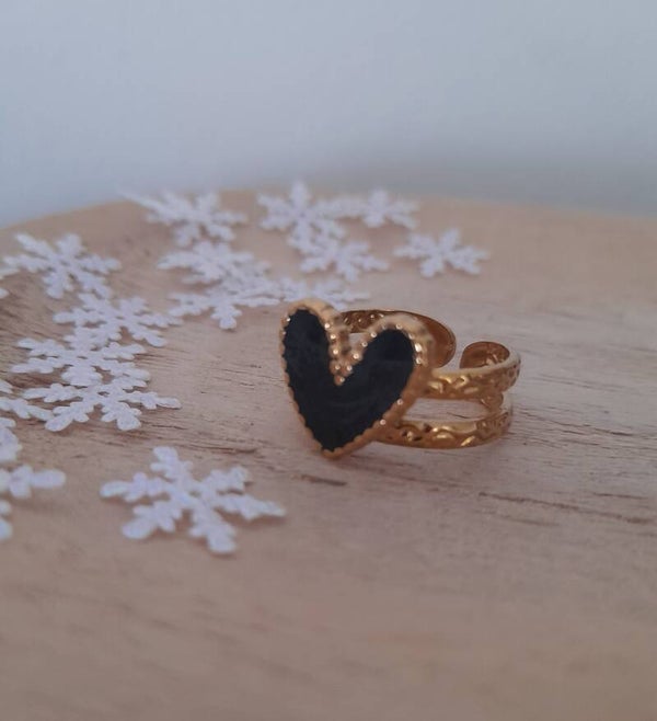 Bague coeur noir inox 🖤