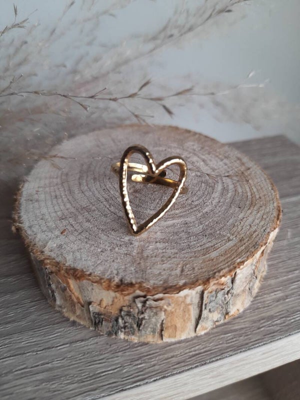 Bague coeur doré inox