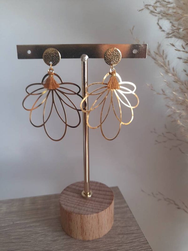 Boucles feuille pompons doré
