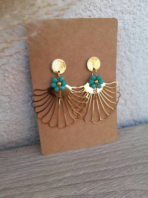 Boucles fleurs vertes