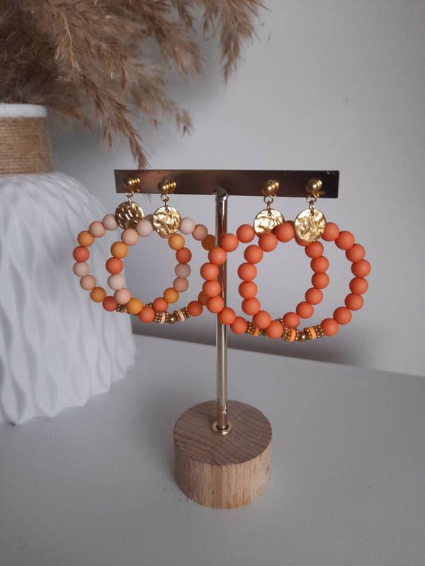 Créoles perles rondes 🧡
