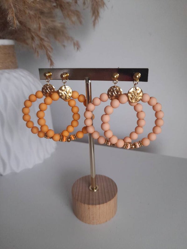 Créoles perles rondes 🧡