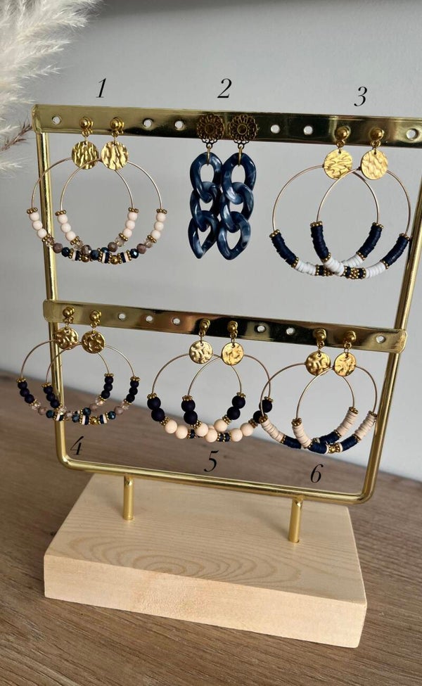 Boucles marine & beige