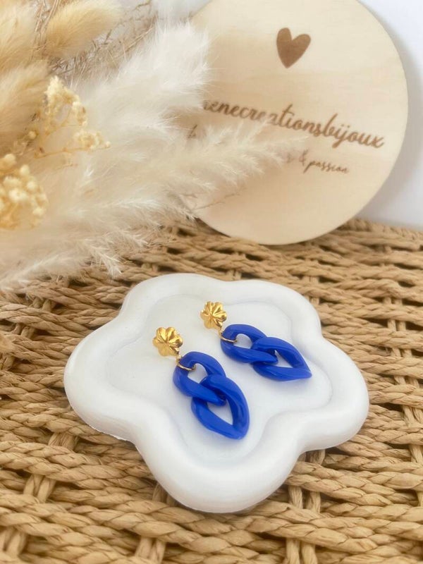 Boucles à maillons bleu roi