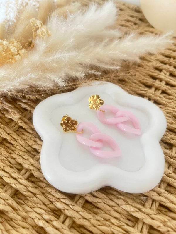 Boucles maillons rose clair