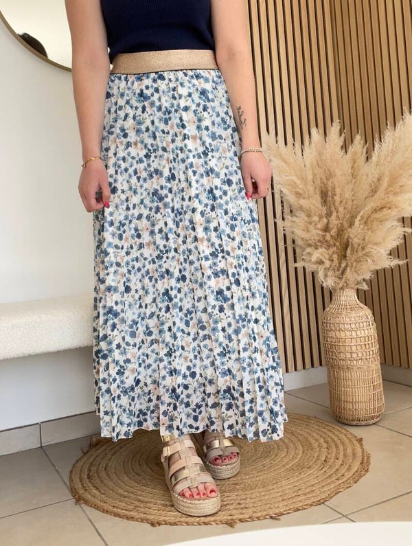 Jupe Aria fleurs bleu marine