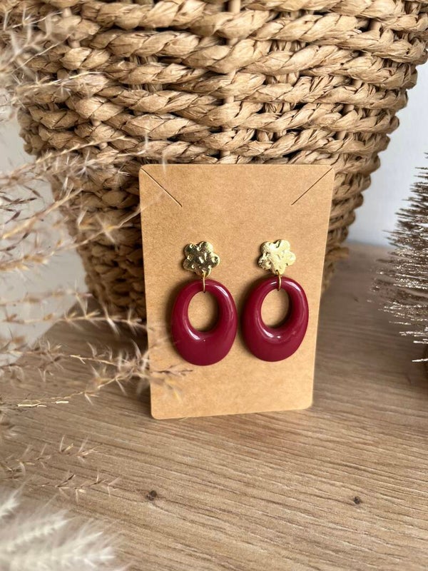 Boucles fleurs bordeaux
