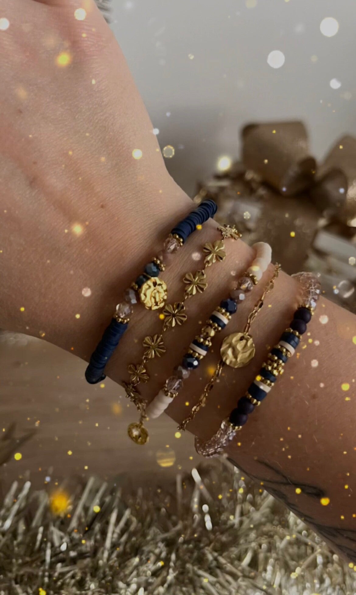 Bracelets bleu marine & beige