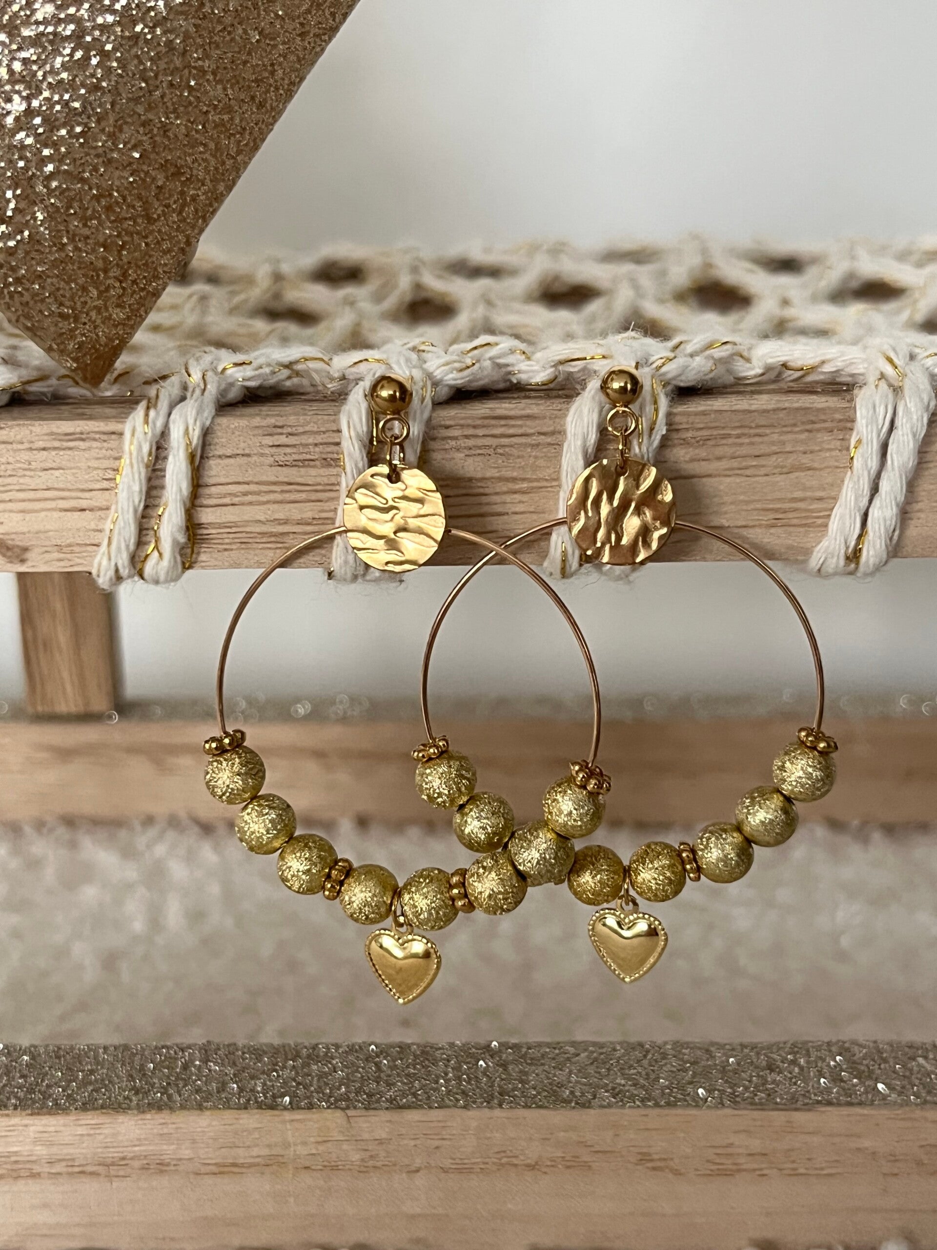 Créoles cœurs dorés