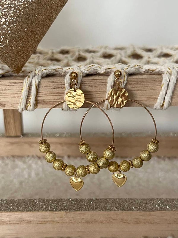 Créoles cœurs dorés