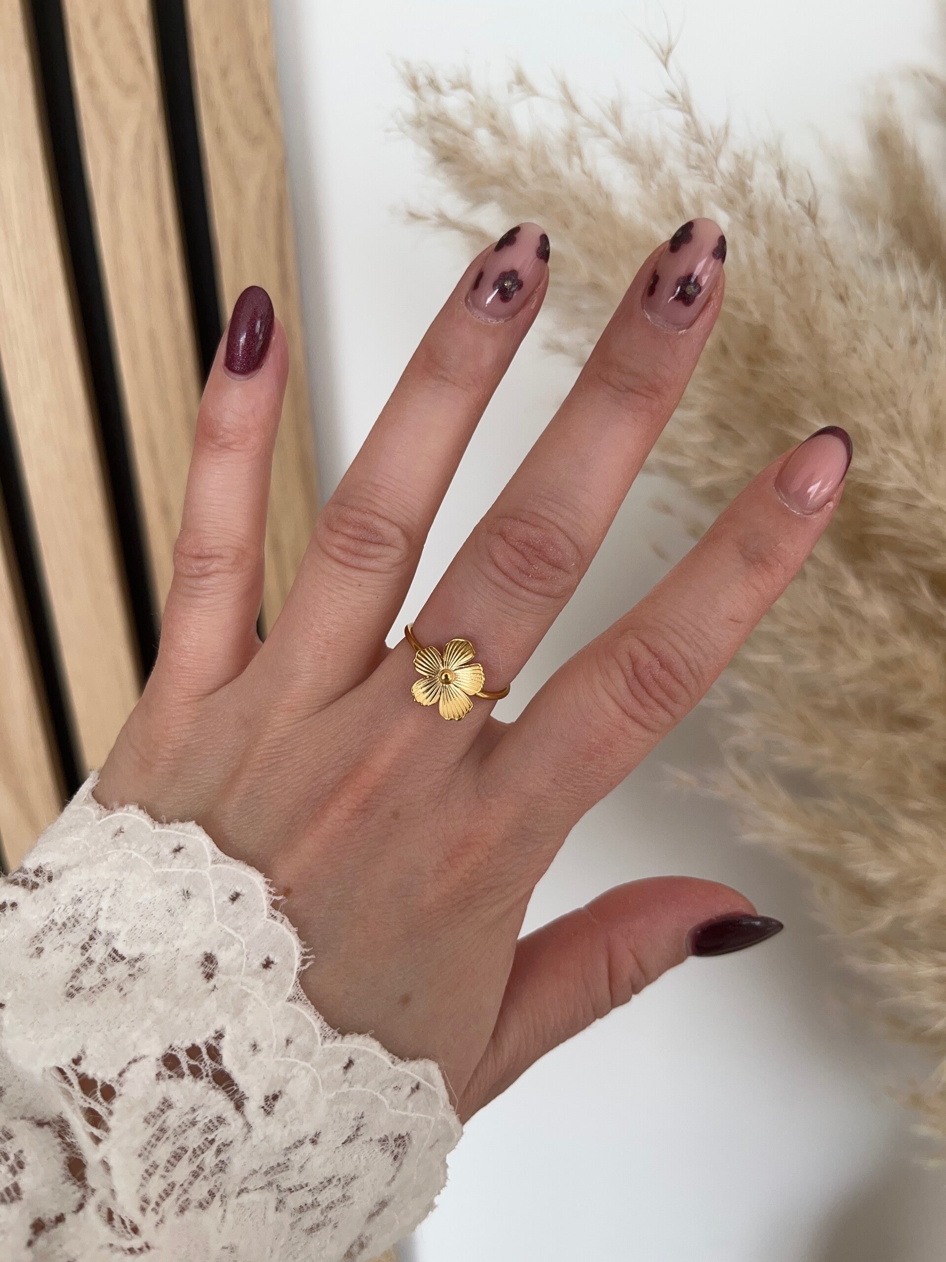 Bague fleur doré