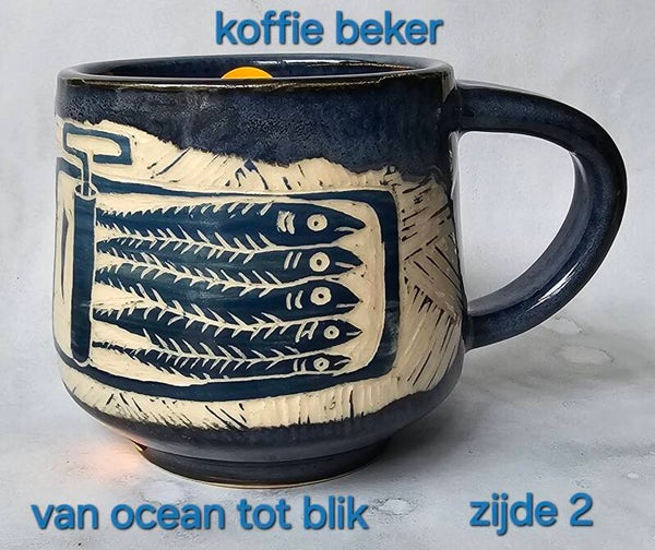 Sgraffito beker ' Van ocean tot blik'