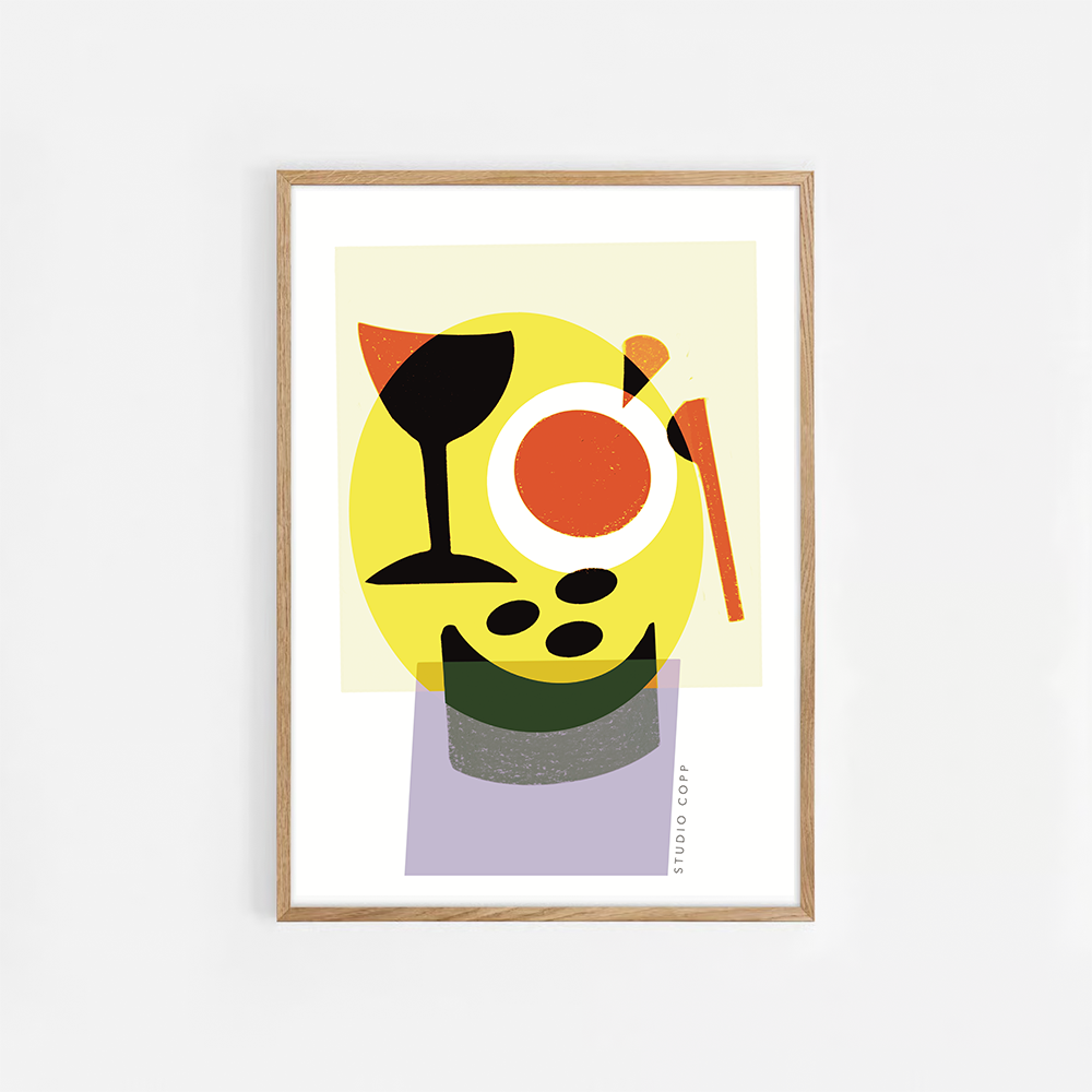 Art print - Kaas en wijn