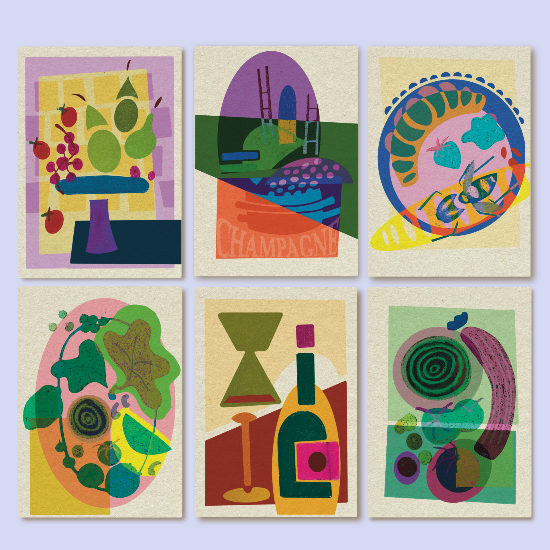 Postkaartjes set van 6 stuks - Eten en drinken