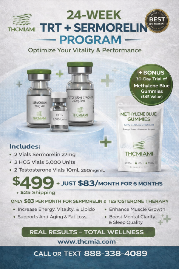 24 Weeks Testosterone & Sermorelin Therapy + FREE Methylene Gummies