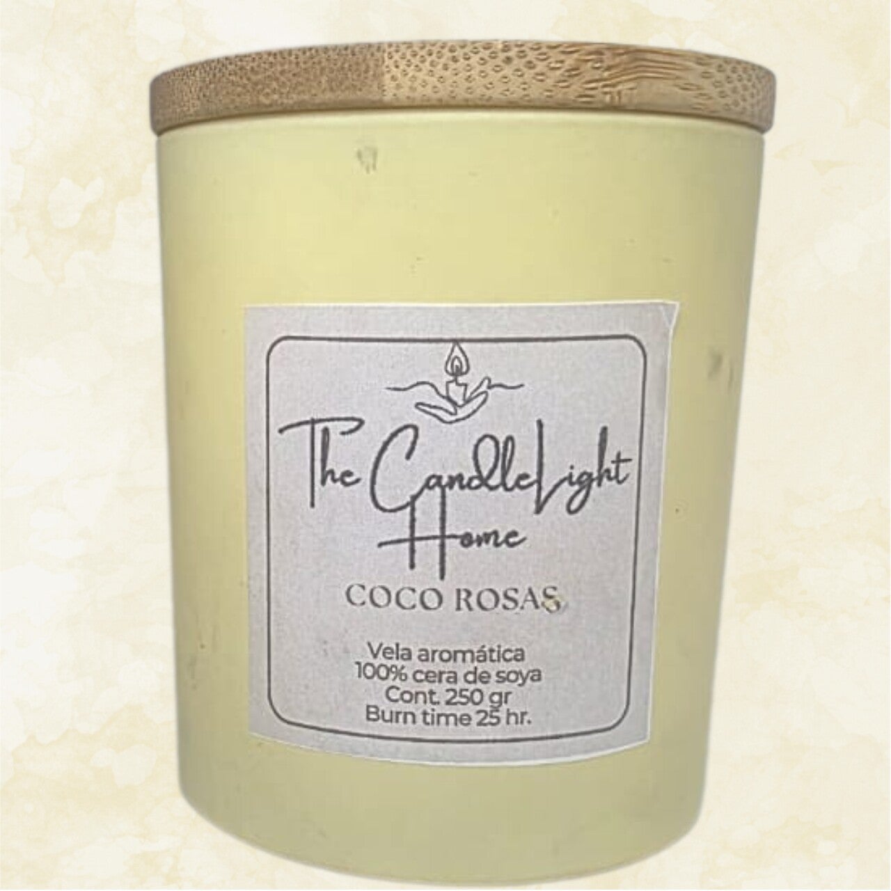 Vaso con Tapa de Bambú – Coco Rosas 250g