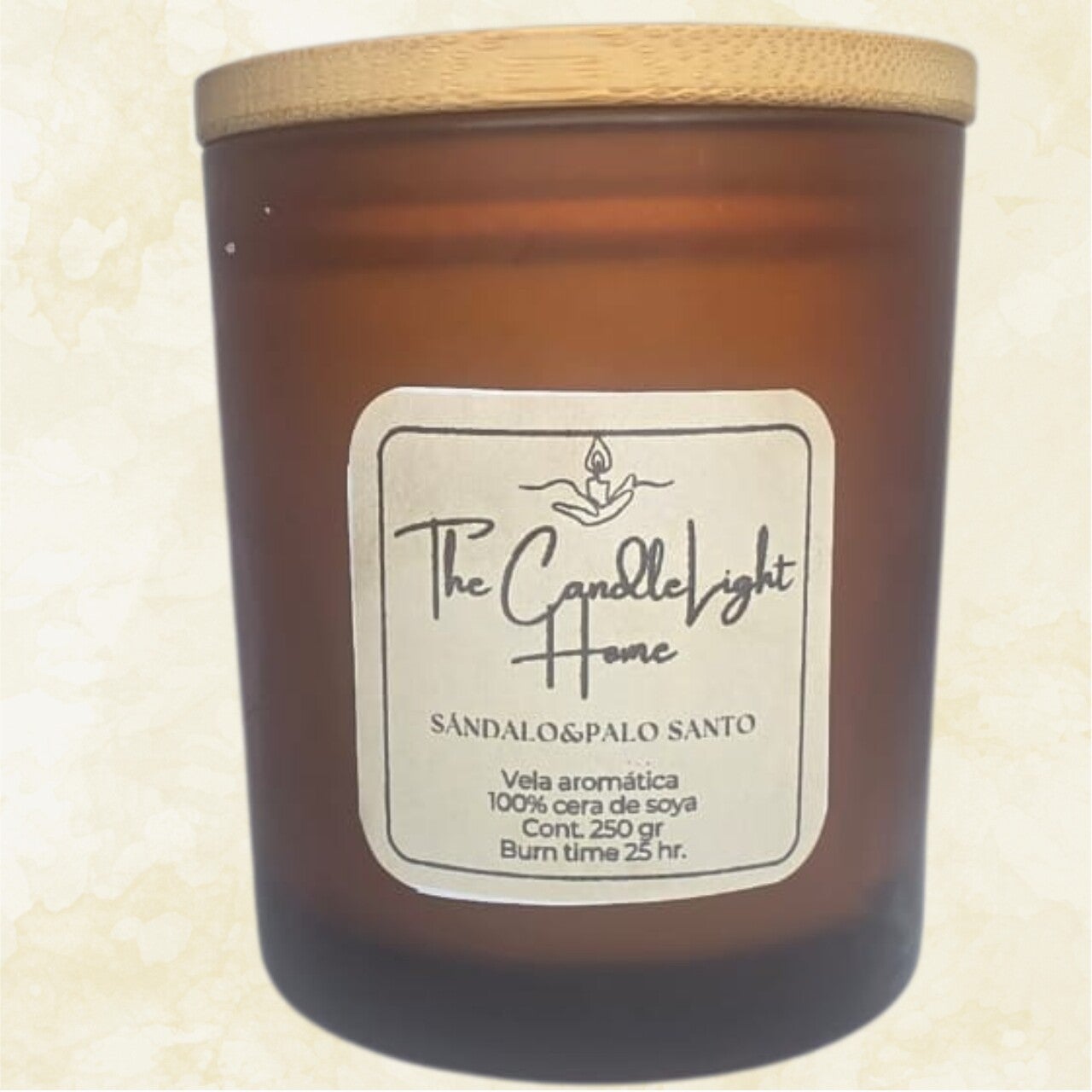 Vaso con Tapa de Bambú – Sándalo & Palo Santo 250g