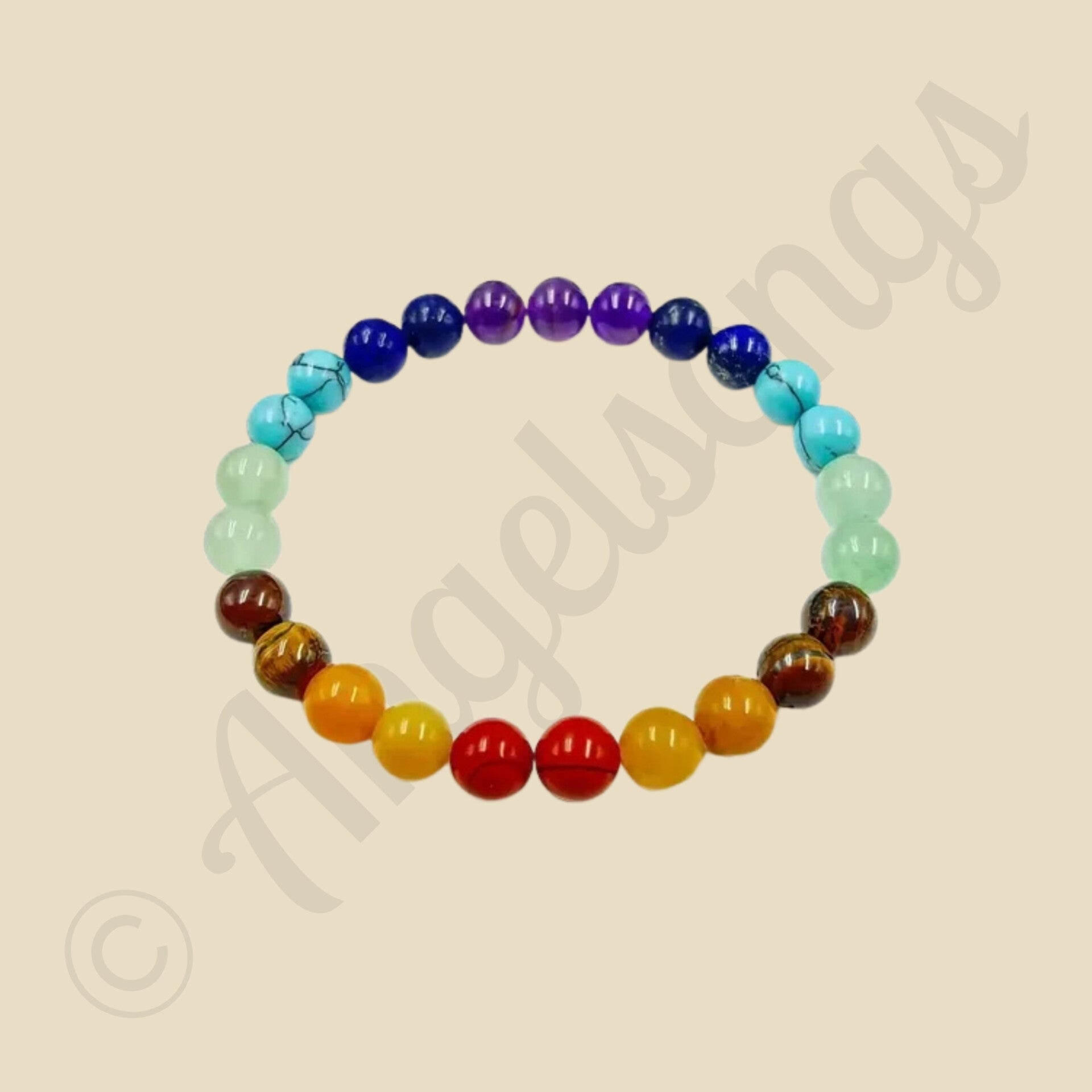 7 chakra armband met amethist lapis lazulli tijgeroog 19cm 8 mm
