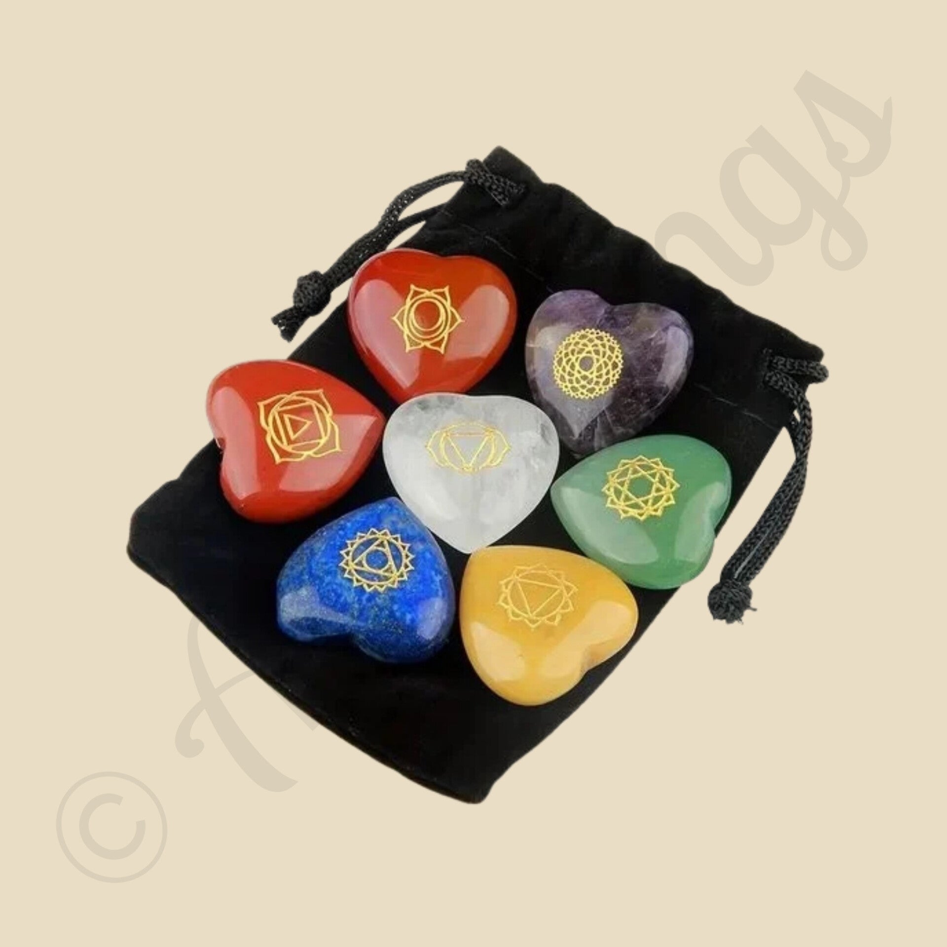 7 Chakra Edelstenen set Hartvormig 2,5 cm