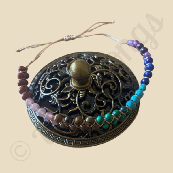 7 Chakra Enkelbandje – In lengte verstelbaar (16-30 cm) - Amethist, Lapis Lazuli, Turkoois, Malachiet, Zonnesteen, Rode Jaspis