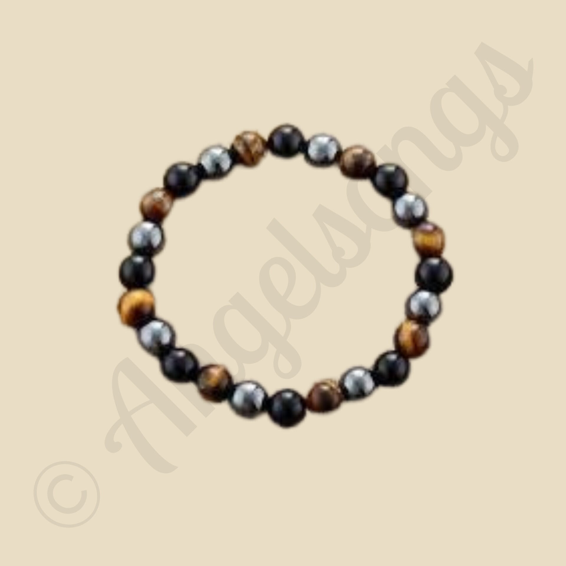 Armband Obsidiaan Hematiet Tijgeroog 8mm 18cm