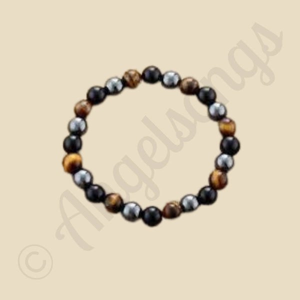 Armband Obsidiaan Hematiet Tijgeroog 8mm 18cm