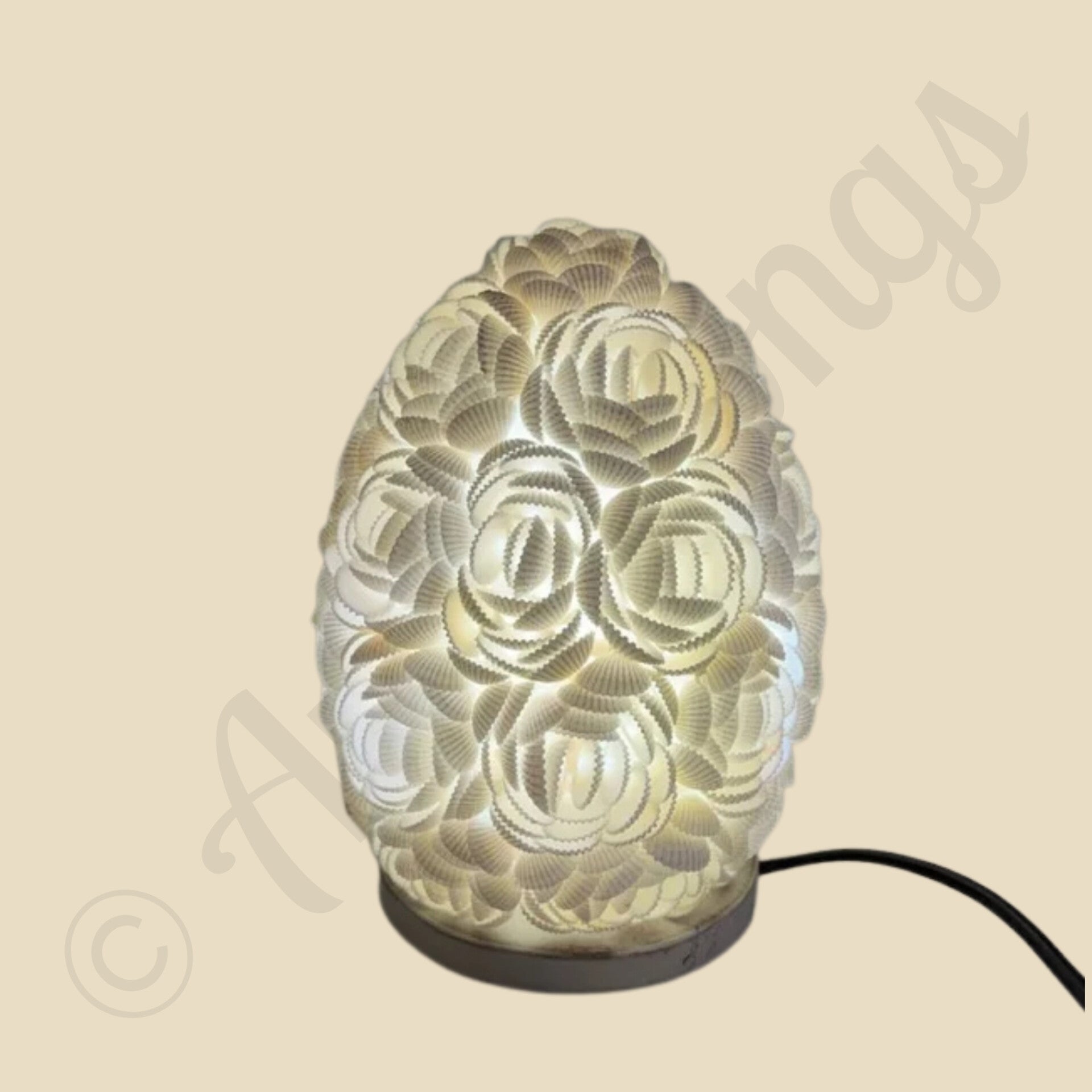 Boho Zeeschelp Lamp - Rozekleurige Ovaal - 15cm