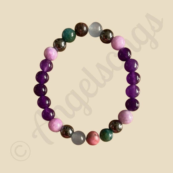 Edelsteen Armband Healing- 8mm – 18 cm - Apatiet, Rhodoniet, Fluoriet & Zwarte Toermalijn -Emotionele Heling & Energiezuivering