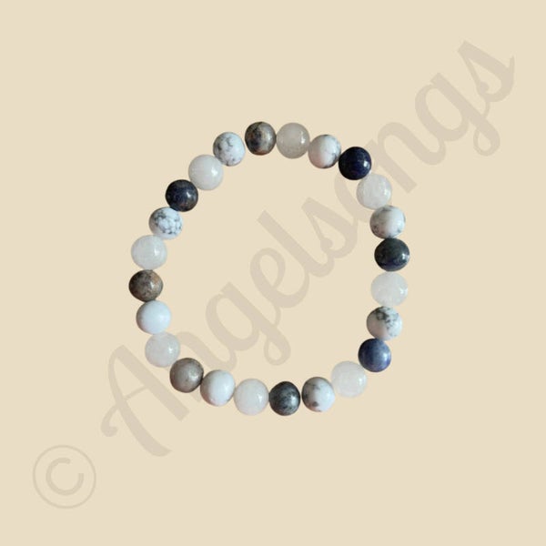 Edelsteen Armband Slapen & Ontspanning - 8mm – 18 cm | Witte Topaas, Maansteen & Sodaliet -Rust, Slaapkwaliteit & Innerlijke Kalmte