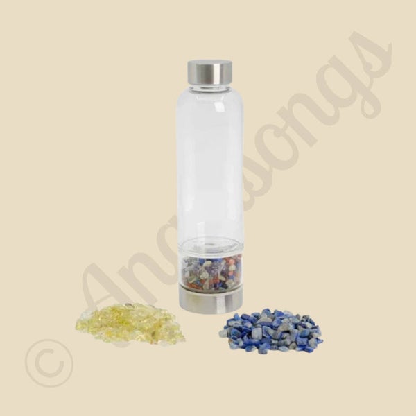 Edelsteen Waterfles met Trommelstenen voor Zelfvertrouwen