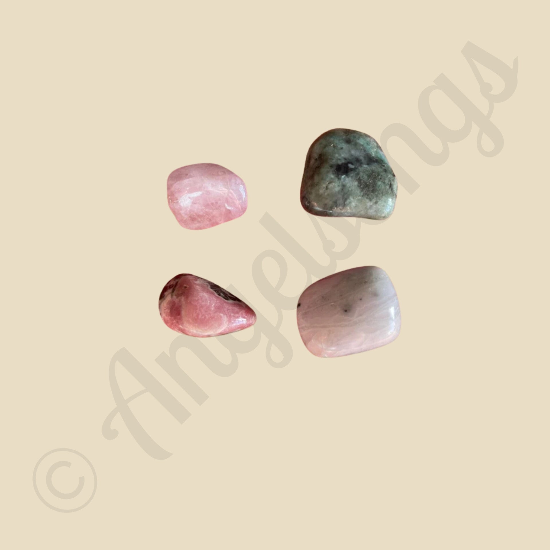 edelstenen set hartklachten/bloeddruk Mangano calciet/Morganiet/Smaragd/Rodochrosiet