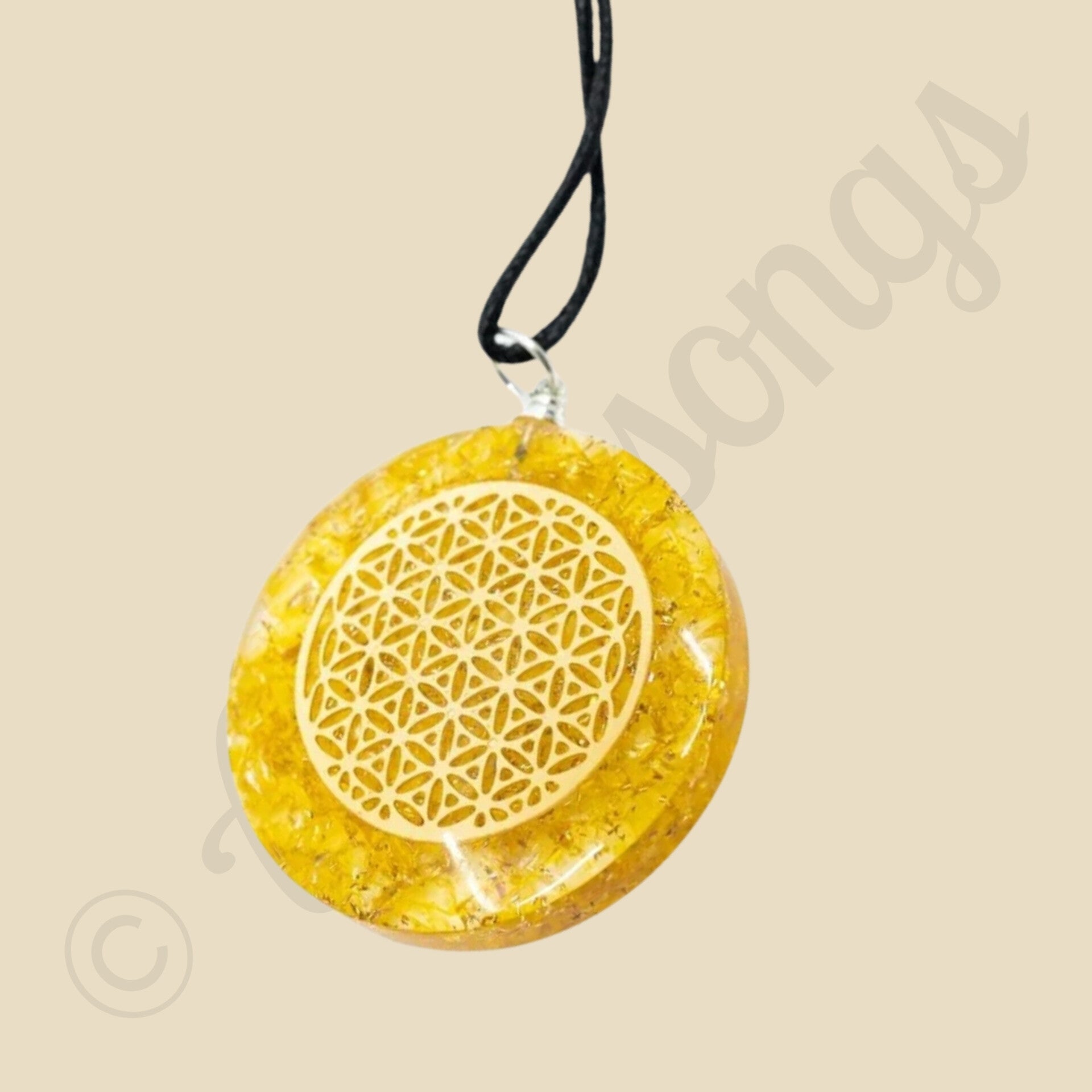 Orgonite Hanger Bloem des levens Rond Citrien