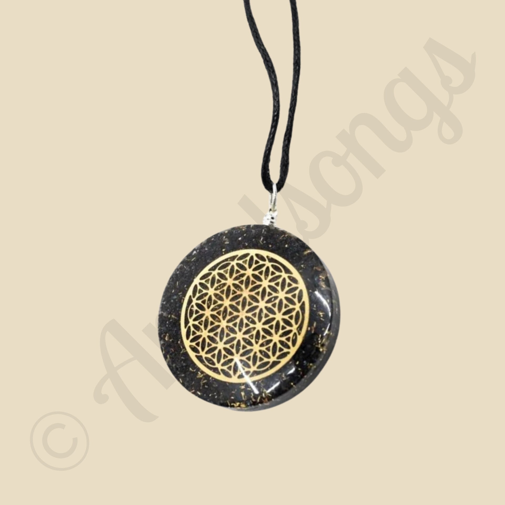 Orgonite Hanger Bloem des levens Rond Hematiet