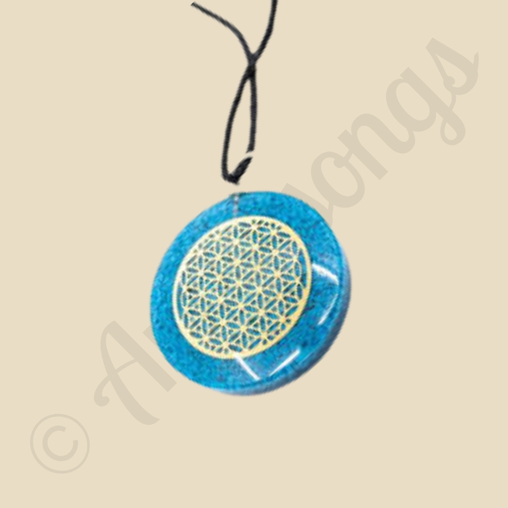 Orgonite Hanger Bloem des levens Rond Turkoois