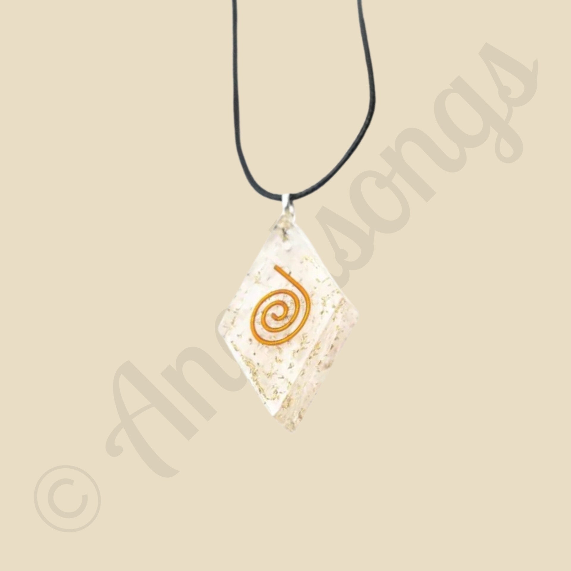 Orgonite Hanger Koperen Spiraal Seleniet Ruit