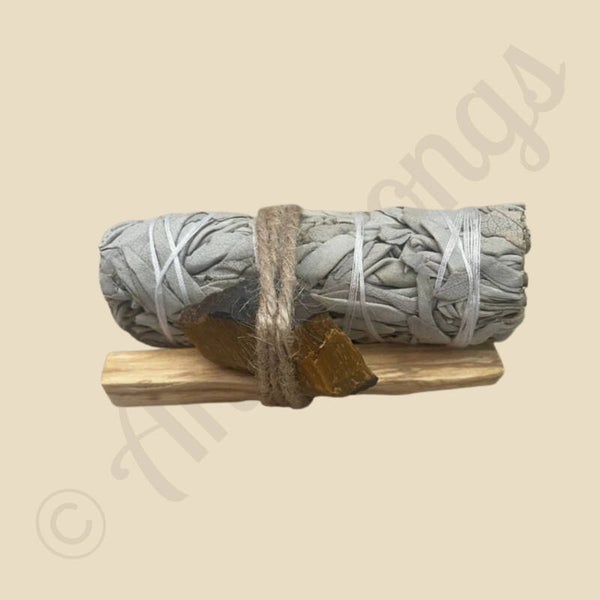 Smudge Stick Witte Salie met Palo Santo &ruwe edelsteen -100% Natuurlijk -Energiezuivering & Bescherming