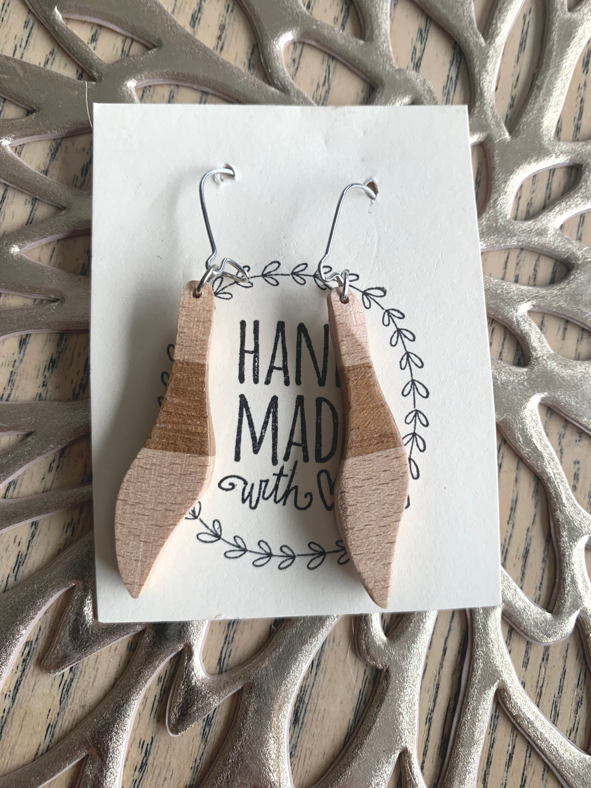 Boucles d'oreilles pendantes en bois multi essences