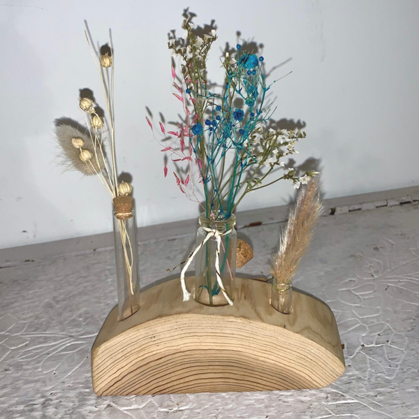 Support mini-vase en bois de thuya