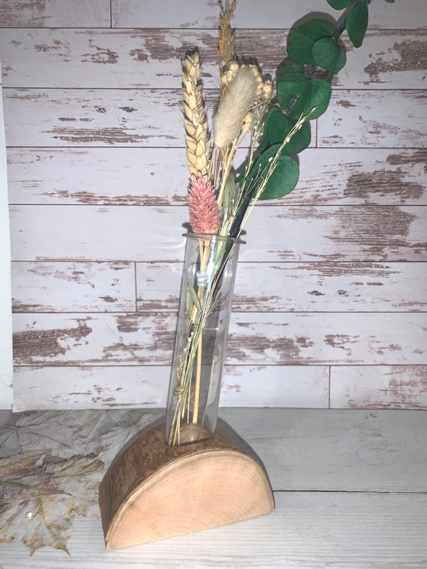 Vase tube demi rondin bois de frêne