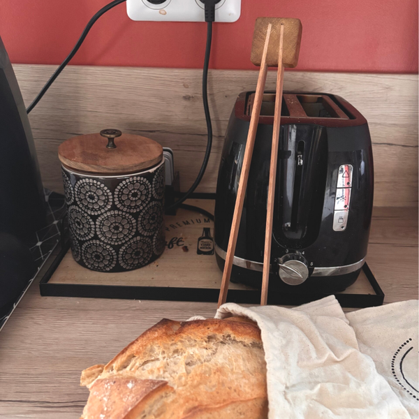 Pinces en hêtre recyclé et iroko design carré