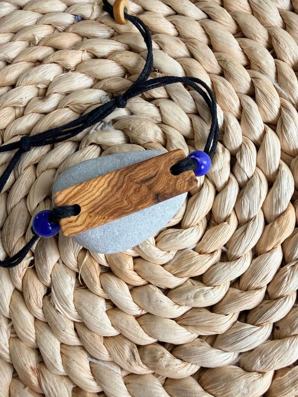 Bracelet homme coton et bois d'olivier