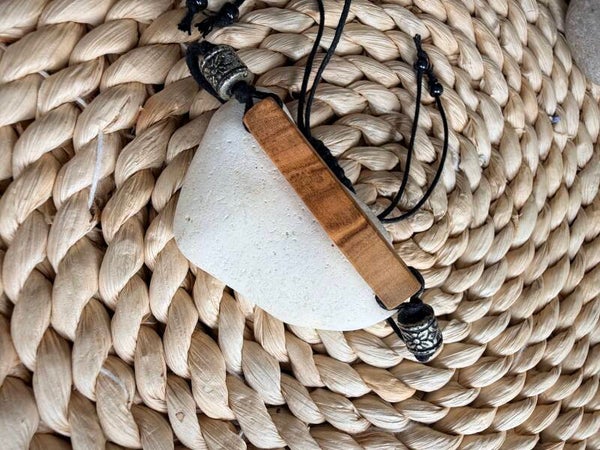 Bracelet homme coton et bois d'olivier réglable