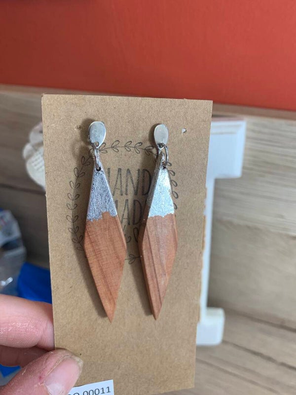 Boucles d'oreilles pendantes en bois de séquoia