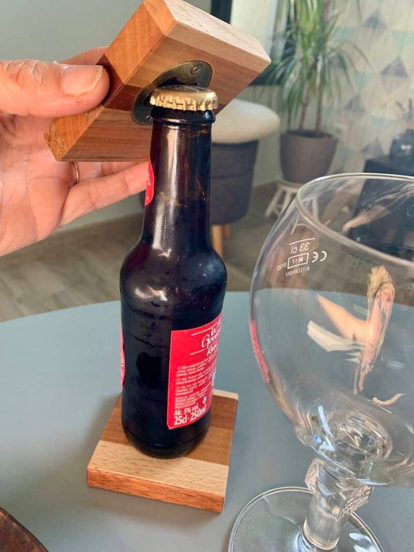 Décapsuleur/sous bock multi essences de bois