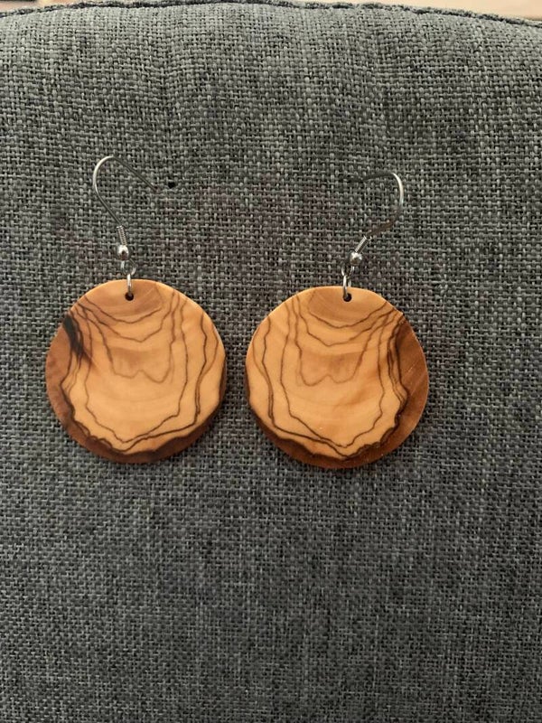 Boucle d'oreilles rondes en olivier